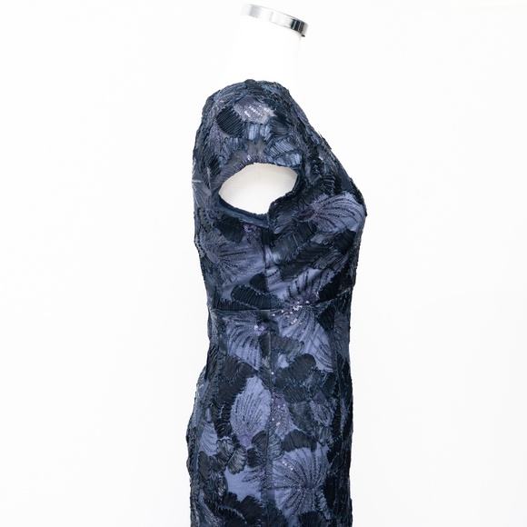 Betsy & Adam - Flower Embroidered Cap Sleeve Gown - Picture 10 of 11